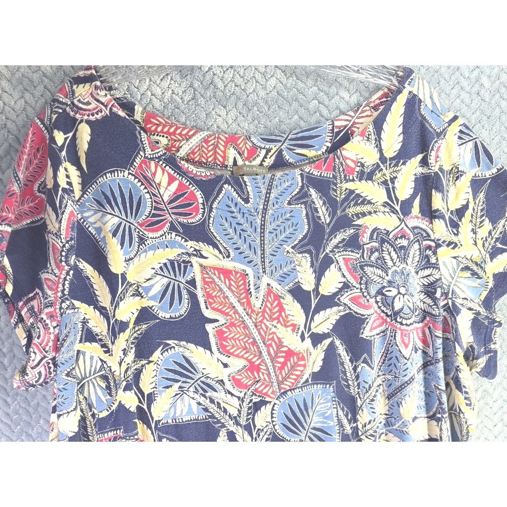 T by Talbots Womens 3XP Drawstring Waist Cap Sleeve Floral Dress Cabincore Boho - Picture 2 of 10